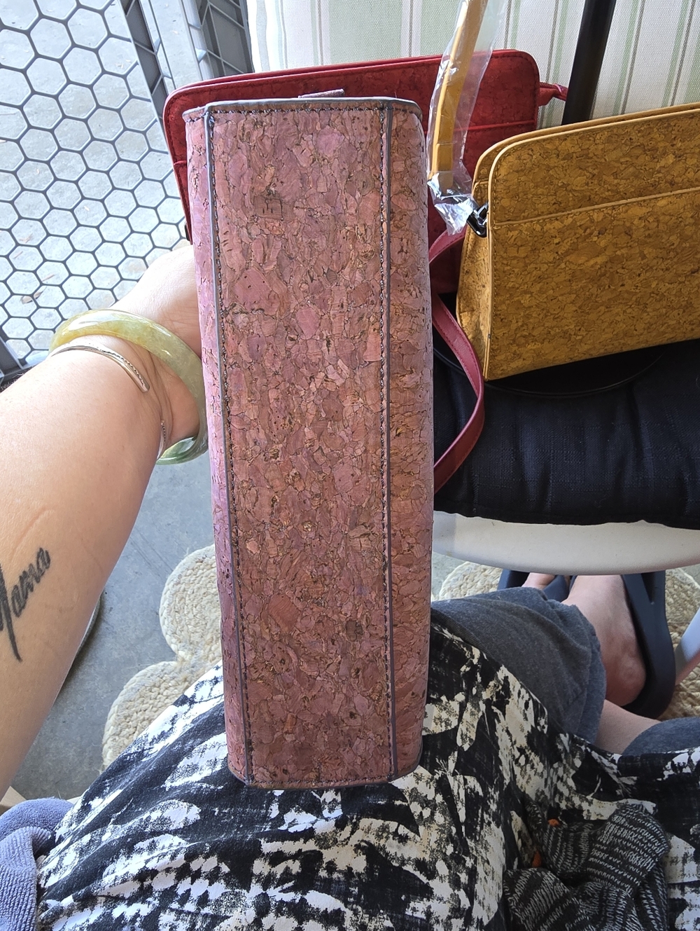 NWOT (3) Crossbody Cork Leather Shoulder Bags-Red, Mauve & Mustard By Evolution - Picture 10 of 14